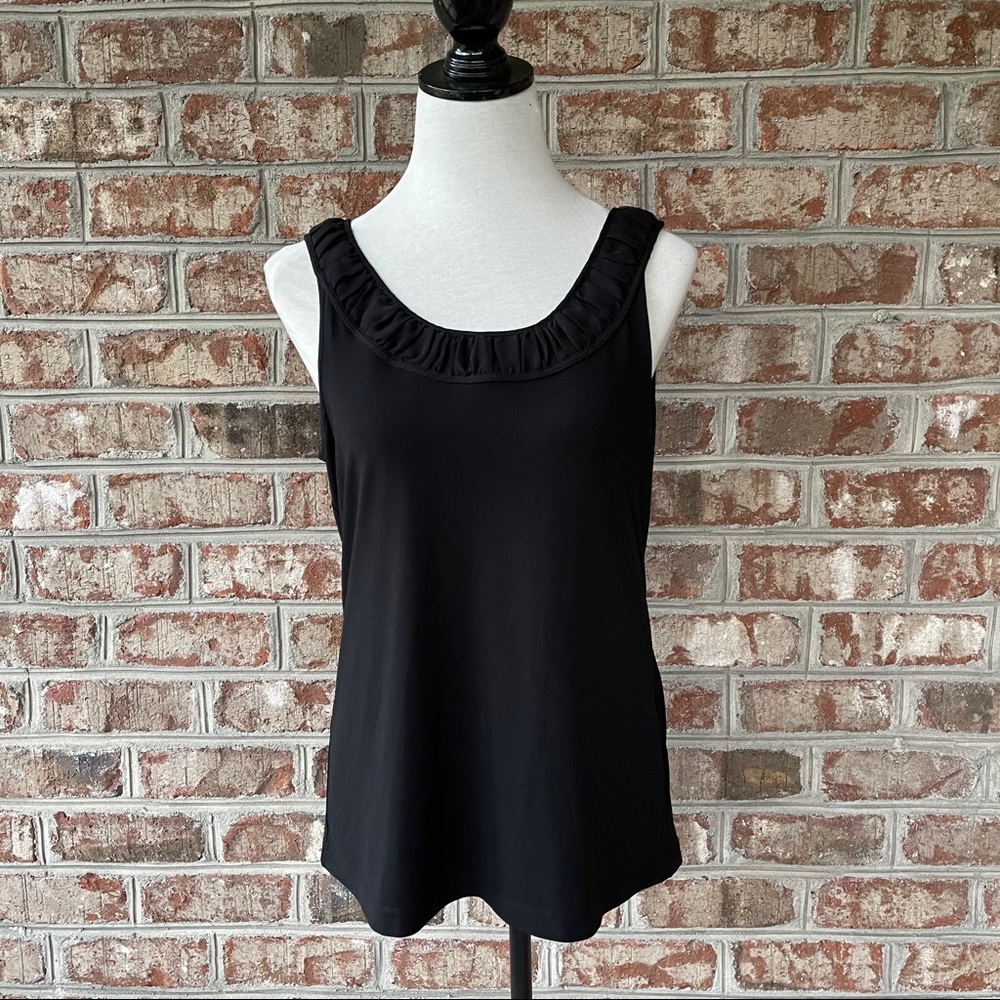 Chico's Black Chiffon Trim Tank Top Sz L